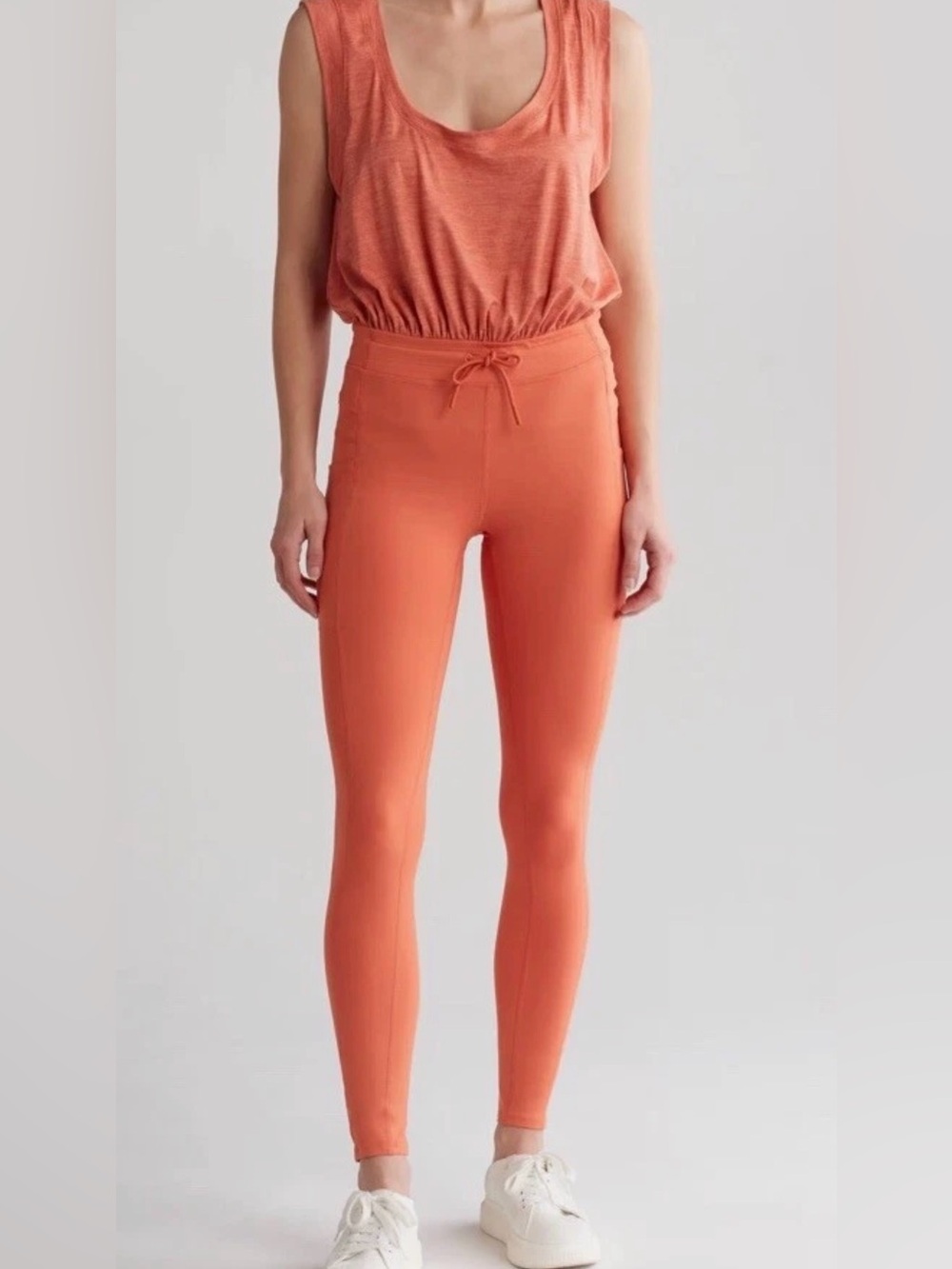 Free People FP Movement Off To The Races Apricot Orange Jumpsuit Size Medium